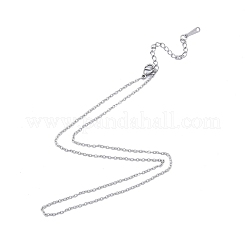 変色しない304ステンレススチールアズキチェーンネックレス、男性用、女性用  ステンレス鋼色  ワイド：1.5mm  15.75インチ（40cm）&nbsp;NJEW-N050-A03-S15