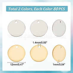 160Pcs 2 Colors 201 Stainless Steel Stamping Blank Tag Pendants&nbsp;STAS-DC0012-52