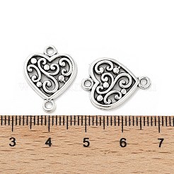 チベット風合金中空ハートコネクターチャーム  アンティークシルバー  19x14.5x1.5mm  穴：1.6mm&nbsp;TIBE-S324-18AS