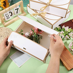 厚紙のギフトパッケージボックス  ポリエステルリボン付き  正方形  ホワイト  27x28x8cm&nbsp;CON-WH0085-246