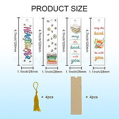 4 Patterns Rectangle Waterproof Acrylic Bookmarks Set&nbsp;DIY-GL0004-50B