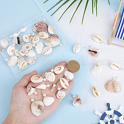 44Pcs 11 Style Natural Shell Pendants&nbsp;PALLOY-PH01920