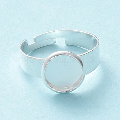 Adjustable 201 Stainless Steel Finger Rings Components&nbsp;STAS-G187-01S-8mm