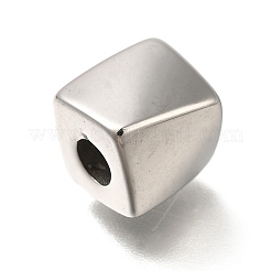 304ステンレススチールヨーロピアンビーズ  大穴ビーズ  キューブ  アンティークシルバー  10x10x9.5mm  穴：4mm&nbsp;STAS-M100-12AS