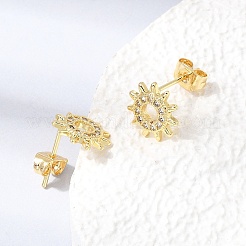 Brass Micro Pave Cubic Zirconia Stud Earrings&nbsp;KK-CBA5B62-05G