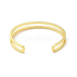 Clear Cubic Zirconia Double Line Open Cuff Bangle&nbsp;BJEW-M231-08G