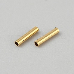 真鍮製チューブビーズ  チューブ  14KGP本金メッキ  7x1.5mm  穴：0.8mm&nbsp;KK-WH0101-027A