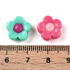 不透明なアクリルビーズ  花  ミックスカラー  12x12.5x6mm  穴：2.8mm&nbsp;X-SACR-N018-13
