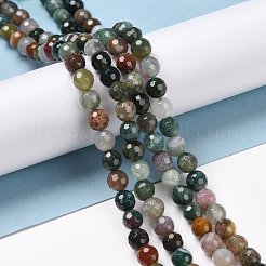 天然石インディアン瑪瑙ビーズ連売り  ファセット（128ファセット）  ラウンド  6mm  穴：1mm  約64個/連  14.96''（38センチメートル）&nbsp;G-E571-24A