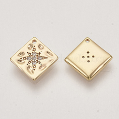 Brass Micro Pave Cubic Zirconia Charms&nbsp;KK-T048-045G-NF