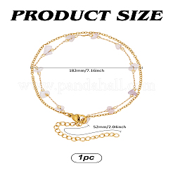 天然瑪瑙チップ マルチ連ブレスレット 1個  女性用ステンレススチールペーパークリップ＆アズキチェーンブレスレット  ナゲット  ゴールドカラー  7-1/8インチ（18.2cm）&nbsp;BJEW-LP0003-22B