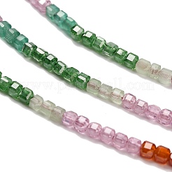 グラデーションカラーのキュービックジルコニアビーズ連売り  多面カット  キューブ  グリーン  2~2.5x2~2.5x2~2.5mm  穴：0.6mm  約182~183個/連  23.39~23.54''（59.4~59.8センチメートル）&nbsp;ZIRC-F144-02A
