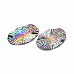 イオンプレーティング（IP）304ステンレスペンダント  楕円形のチャーム  虹色  40x28x2mm  穴：1.6mm&nbsp;STAS-F290-17MC
