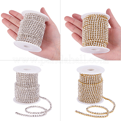 真鍮製ラインストーンストラスチェーン  ラインストーンカップチェーン  スプールで  クリスタル  4mm  約10ヤード/ロール&nbsp;CHC-BC0001-04-SS18