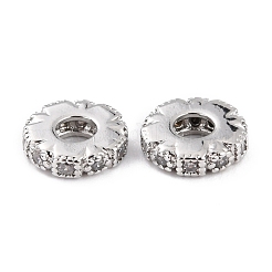 Brass Micro Pave Clear Cubic Zirconia Beads&nbsp;ZIRC-P091-04B-RS