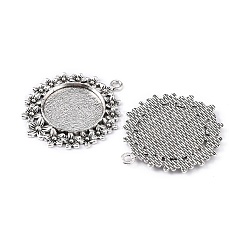 Tibetan Style Alloy Flat Round Pendant Cabochon Settings&nbsp;LS-TIBEP-S238-AS-NR