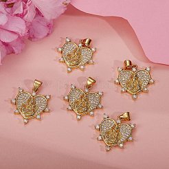 5Pcs Brass Micro Pave clear Cubic Zirconia Pendants&nbsp;ZIRC-SZ0002-54
