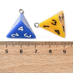 4ファセット不透明樹脂ペンダント  鉄のリング付き  サイコロ  ミックスカラー  20.5x20x17mm  穴：1.8mm&nbsp;RESI-S021-02A