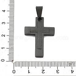 イオンプレーティング（IP）304ステンレスペンダント  クロス  ブラック  31x22x2mm  穴：5x8mm&nbsp;STAS-K091-01B