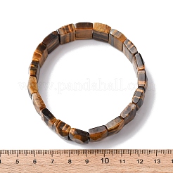 Rectangle Natural Tiger Eye Beads Stretch Bracelets for Women Men&nbsp;BJEW-Z149-01B