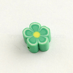 手作り樹脂粘土ビーズ  花  ミックスカラー  8~9x8x4mm  穴：2mm&nbsp;CLAY-Q177-M