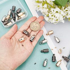 24セット3色の合金コードエンド  ネジ付き  コラム  ミックスカラー  20x9mm  穴：1.9mm＆4.5mm  内径：6.5mm  8セット/カラー&nbsp;FIND-CA0003-61
