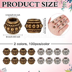 200Pcs 2 Colors Tibetan Style Alloy Beads&nbsp;TIBE-ME0001-15