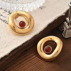 304ステンレススチールスタッドピアス  ナチュラルカーネリアンと  18KGP本金メッキ  29.5x28mm&nbsp;STAS-Z112-12G-02