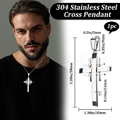 1Pc 304 Stainless Steel Cross Pendants&nbsp;STAS-BBC0005-89