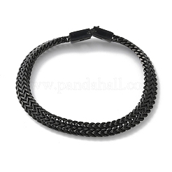 304ステンレススチール製ウィートチェーンブレスレット、女性用、男性用  ブラック  8インチ（20.2cm）&nbsp;STAS-N117-02EB