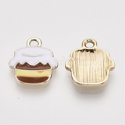 合金エナメルチャーム  ライトゴールド  ハニーポット  カラフル  15.5x14x3mm  穴：2mm&nbsp;X-ENAM-N048-005B