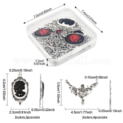 DIYジュエリー作りパーツキット  合金樹脂ペンダントとシャンデリア部品リンクを含む  混合図形  42x23x5.5mm  穴：2.5mm  2スタイル  2個/スタイル  4pc&nbsp;FIND-FS0003-42