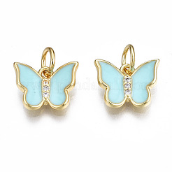 Brass Micro Pave Cubic Zirconia Charms&nbsp;ZIRC-T014-040G-NF