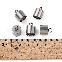 変色しにくい滑らかな表面の201ステンレススチールコードエンド  エンドキャップ  ステンレス鋼色  15x11mm  穴：3.5mm  10mm内径&nbsp;LS-X-STAS-R063-97