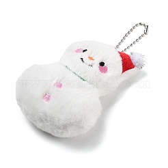 クリスマステーマの布製ぬいぐるみペンダントデコレーション  バッグの飾りに使えるボールチェーン付き  雪だるま  155mm&nbsp;HJEW-D030-01C