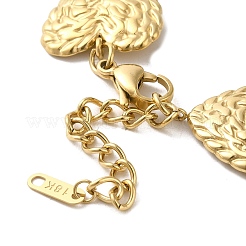 304 Stainless Steel Textured Heart Link Chain Bracelets&nbsp;BJEW-Q773-09G