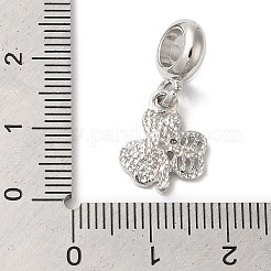 ラックメッキ合金グリーン＆ピンクエナメルヨーロピアンダングルチャーム  大きな穴のクローバーペンダント  カドミウムフリー＆ニッケルフリー＆鉛フリー  プラチナ  24mm  穴：5mm&nbsp;PALLOY-S189-12P