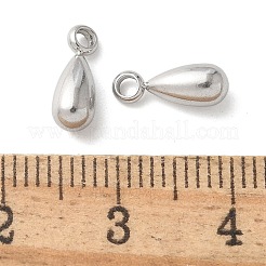 304ステンレススチールチャーム  ティアドロップチャーム  ステンレス鋼色  10x4mm  穴：1.6mm&nbsp;STAS-U037-18P