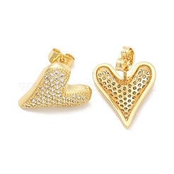 Rack Plating Brass Micro Pave Clear Cubic Zirconia Stud Earrings&nbsp;EJEW-C125-06B-G