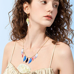 75Pcs 15 Colors Transparent Glass Leaf Pendants&nbsp;GLAA-TA0003-30