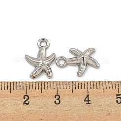 変色しない304ステンレススチールチャーム  ヒトデチャーム  ステンレス鋼色  14x10x3mm  穴：2mm&nbsp;STAS-I307-517P