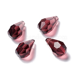 ファセット透明a5ガラスペンダント  ティアドロップ  ミックスカラー  17~17.5x8.5~9mm  穴：1mm&nbsp;X-GLAA-D003-03