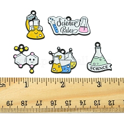 10個 5スタイル 化学 科学テーマ 合金エナメルペンダント  ブラック  混合図形  15~22.5x14~31.5x1.5mm  穴：1.8mm  2個/スタイル&nbsp;ENAM-FS0002-27