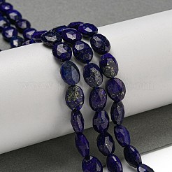 天然石ラピスラズリビーズ連売り  多面カット  染め  フラットオーバル  10x8x5mm  穴：1mm  約38個/連  15.04''（38.2センチメートル）&nbsp;G-P544-D04-01