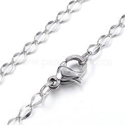 変色しにくい304ステンレススチールネックレス  カーブチェーンネックレス  ステンレス鋼色  17.72インチ（45cm）&nbsp;NJEW-E080-15P