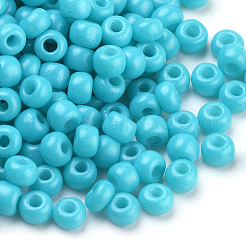 ベーキングペイント ガラスシードビーズ 8/0個  ラウンド  ディープスカイブルー  3x1.5~3mm  穴：1mm  約10000個/袋  約450 G /袋&nbsp;SEED-Q025-3mm-L09