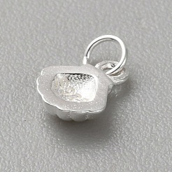 丸カン付きスターリングシルバーシェル型チャーム925個とスタンプ925個  銀  6x5x1.5mm  穴：2mm&nbsp;FIND-WH0170-98B