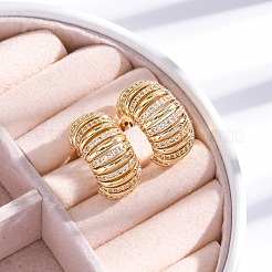 Rack Plating C-shaped Brass Micro Pave Clear Cubic Zirconia Stud Earrings for Women&nbsp;EJEW-C125-25G