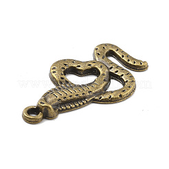 合金のチベット風チャーム  ヘビ  アンティークブロンズ  34.5x18x2mm  穴：2.2mm&nbsp;PALLOY-P267-25AB