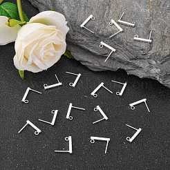 304ステンレススチールスタッドピアス金具  長方形  銀  15x2mm  穴：1.8mm  ピン：0.7mm&nbsp;STAS-G224-21S-02